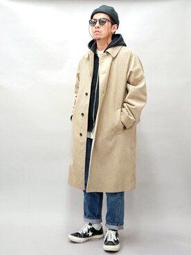 「LOOPWHEELER（ループウィラー）のアイテム（パーカー）」を使った、YANCHAさん（メンズ・167cm）の冬コーディネート