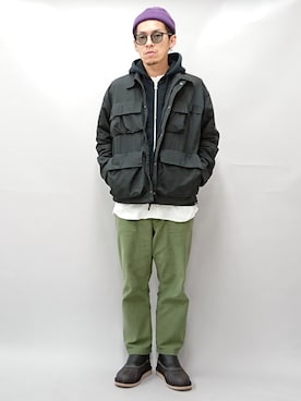「LOOPWHEELER（ループウィラー）のアイテム（パーカー）」を使った、YANCHAさん（メンズ・167cm）の春コーディネート
