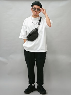 「Goodwear（グッドウェア）のGood wear グッドウェア SUPER BIGシルエット　ポケットTシャツ 2W7-2501（Tシャツ/カットソー）」を使った、YANCHAさん（メンズ・167cm）の夏コーディネート
