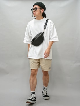 「Goodwear（グッドウェア）のGood wear グッドウェア SUPER BIGシルエット　ポケットTシャツ 2W7-2501（Tシャツ/カットソー）」を使った、YANCHAさん（メンズ・167cm）の夏コーディネート