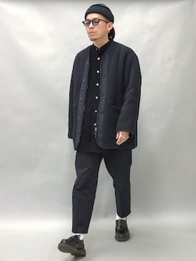 「UNIQLO（ユニクロ）のフリースノーカラーコート（その他アウター）」を使った、YANCHAさん（メンズ・167cm）の秋コーディネート