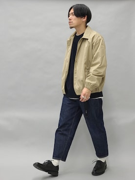 「glabella（グラベラ）のスプリットレザー（牛床革） Uチップ オックスフォード シューズ（ドレスシューズ）」を使った、YANCHAさん（メンズ・167cm）の秋コーディネート