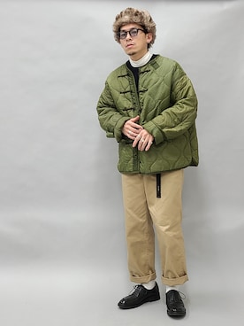 「glabella（グラベラ）のスプリットレザー（牛床革） Uチップ オックスフォード シューズ（ドレスシューズ）」を使った、YANCHAさん（メンズ・167cm）の冬コーディネート