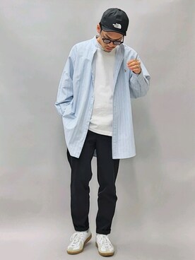 「EN ROUTE（アンルート）のアイテム（スラックス）」を使った、YANCHAさん（メンズ・167cm）の春コーディネート