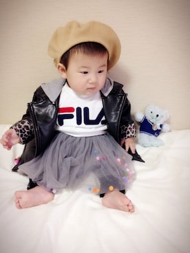 「FILA（フィラ）のアイテム（スウェット）」を使った、anon31さん（キッズ・70cm）の秋コーディネート