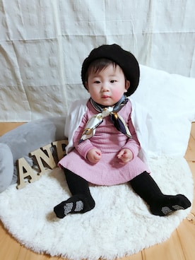 「BASE（ベース）のアイテム（ワンピース/ドレス）」を使った、anon31さん（キッズ・70cm）の冬コーディネート