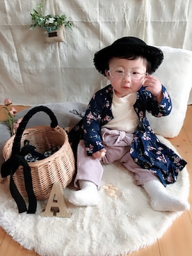「アイテム（シャツワンピース）」を使った、anon31さん（キッズ・70cm）の冬コーディネート