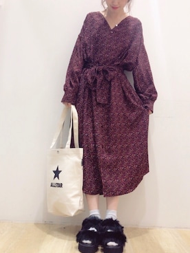 「E hyphen world gallery（イーハイフンワールドギャラリー）のアイテム（ワンピース）」を使った、とば  もえかさん（レディース・158cm）の夏コーディネート