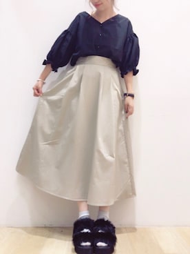 「E hyphen world gallery（イーハイフンワールドギャラリー）のアイテム（シャツ/ブラウス）」を使った、とば  もえかさん（レディース・158cm）の夏コーディネート