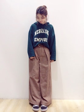 「千鳥柄」｜とば  もえかさん（レディース・158cm）の秋コーディネート