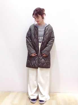 「キルティングコート」｜とば  もえかさん（レディース・158cm）の秋コーディネート