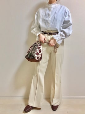 「スクエアトゥ」｜「アイテム（スリッポン）」を使った、Mii-kichiさん（レディース・156cm）の春コーディネート