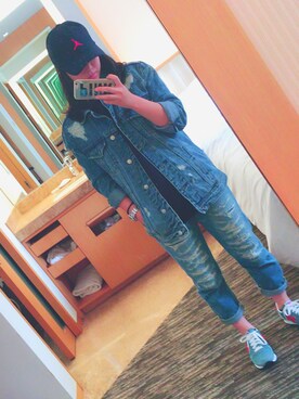 「stradivarius（ストラディバリウス）のアイテム（デニムジャケット）」を使った、akn024さん（レディース・158cm）の春コーディネート