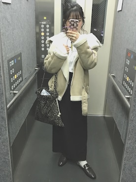 「WEGO（ウィゴー）のアイテム（ムートンコート）」を使った、しゃいん。さん（レディース・155cm）の秋コーディネート