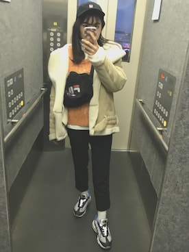 「WEGO（ウィゴー）のアイテム（ムートンコート）」を使った、しゃいん。さん（レディース・155cm）の冬コーディネート