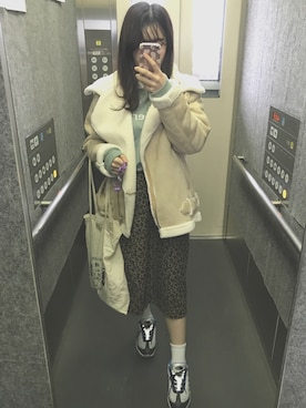 「WEGO（ウィゴー）のアイテム（ムートンコート）」を使った、しゃいん。さん（レディース・155cm）の冬コーディネート