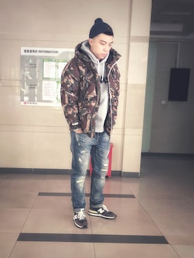 「AAPE BY A BATHING APE（エーエイプバイアベイシングエイプ）のアイテム（ジャケット/アウター）」を使った、deeさん（メンズ・175cm）の冬コーディネート