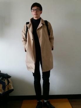 「アイテム（ステンカラーコート）」を使った、りょうたさん（メンズ・175cm・10代）の冬コーディネート