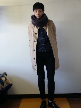 「アイテム（ステンカラーコート）」を使った、りょうたさん（メンズ・175cm・10代）の冬コーディネート