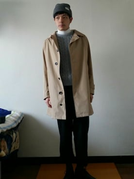 「アイテム（ステンカラーコート）」を使った、りょうたさん（メンズ・175cm・10代）の冬コーディネート
