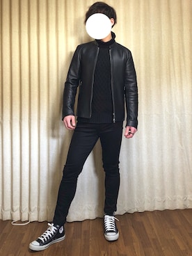 「CONVERSE（コンバース）のconverse コンバース ALL STAR HI オールスター ハイ 3206 BLACK(US)（スニーカー）」を使った、さるさん（メンズ・173cm・10代）の春コーディネート