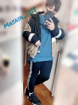 「KANGOL（カンゴール）のアイテム（ブルゾン）」を使った、Masaya_1218さん（メンズ・172cm）の春コーディネート