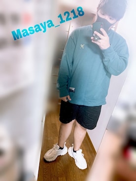 「デブでもオシャレしたい」｜「アイテム（スウェット）」を使った、Masaya_1218さん（メンズ・172cm）の春コーディネート