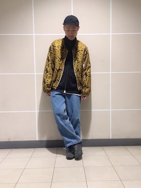 「SASQUATCHfabrix.（サスクワァッチファブリックス）のアイテム（ノーカラージャケット）」を使った、RYOTAさん（メンズ・168cm）の冬コーディネート