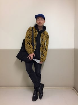 「SASQUATCHfabrix.（サスクワァッチファブリックス）のアイテム（ノーカラージャケット）」を使った、RYOTAさん（メンズ・168cm）の冬コーディネート
