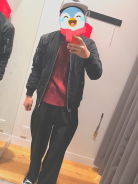 「BEAUTY&YOUTH UNITED ARROWS（ビューティーアンドユースユナイテッドアローズ）のアイテム（MA-1）」を使った、キョンタさん（メンズ・171cm）の冬コーディネート