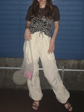 「ビーズバッグ」｜「アイテム（キャミソール）」を使った、мikuさん（レディース・153cm）の夏コーディネート