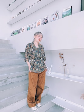 「oversize」｜「アイテム（ダッフルコート）」を使った、美樂蒂蒂さん（レディース・155cm）の春コーディネート