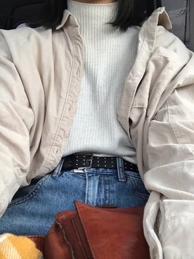 「UNIQLO（ユニクロ）のハイライズワイドストレートジーンズ（デニムパンツ）」を使った、ぬぬぬさん（レディース・170cm）の冬コーディネート