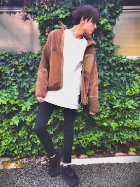 「UNIQLO（ユニクロ）のWOMEN ウルトラストレッチジーンズ（デニムパンツ）」を使った、ぴーすさん（メンズ・180cm）の秋コーディネート