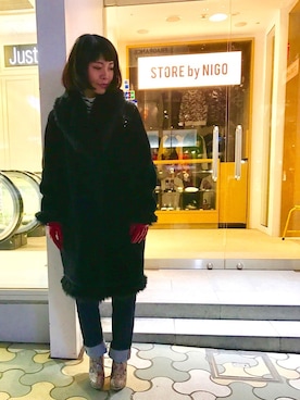 「あったかコート」｜YURIAさん（レディース・156cm）の冬コーディネート