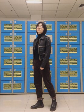 「no brand（ノーブランド）のアイテム（ムートンコート）」を使った、Shawさん（レディース・160cm）の冬コーディネート