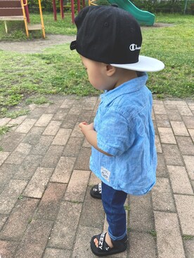 「1歳3ヶ月」｜「アイテム（帽子）」を使った、Toyaさん（キッズ・70cm）の夏コーディネート