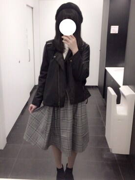 「RETRO GIRL（レトロガール）のアイテム（ライダースジャケット）」を使った、寝てるちゃんさん（レディース・163cm）の秋コーディネート