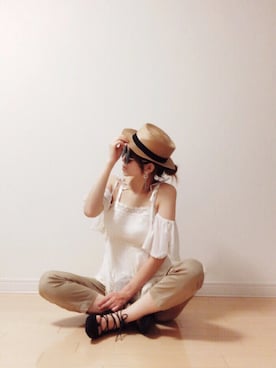 「one after another NICE CLAUP（ワンアフターアナザーナイスクラップ）のアイテム（パンプス）」を使った、めーさんさん（レディース・157cm）の夏コーディネート