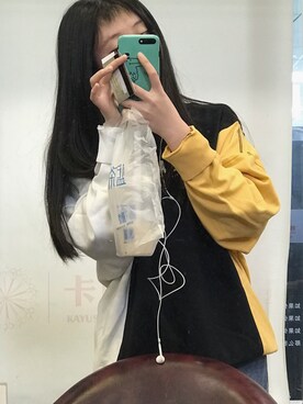 「李宁のアイテム（パーカー、オレンジ系）」を使った、森林公園さん（レディース・163cm）の春コーディネート