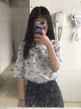 「可乐生活のアイテム（チノパンツ、ブラック系）」を使った、森林公園さん（レディース・163cm）の春コーディネート