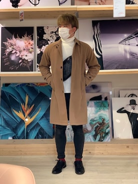 「NANO universe（ナノユニバース）のアイテム（チェスターコート）」を使った、Ryo♧さん（メンズ・174cm）の冬コーディネート