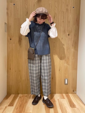 「袖フリル」｜「アイテム（アンサンブル）」を使った、kotoさん（レディース・163cm）の秋コーディネート