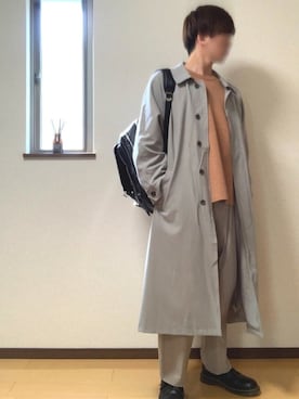 「アイテム（ステンカラーコート）」を使った、ぽんぬ🪡さん（メンズ・175cm・20代）の秋コーディネート
