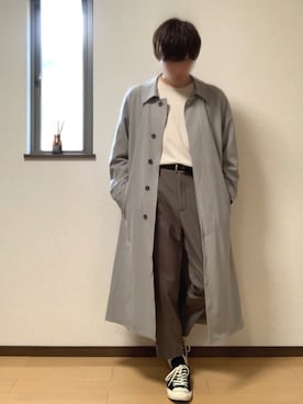 「アイテム（ステンカラーコート）」を使った、ぽんぬ🪡さん（メンズ・175cm・20代）の秋コーディネート