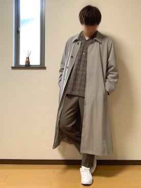 「アイテム（ステンカラーコート）」を使った、ぽんぬ🪡さん（メンズ・175cm・20代）の秋コーディネート