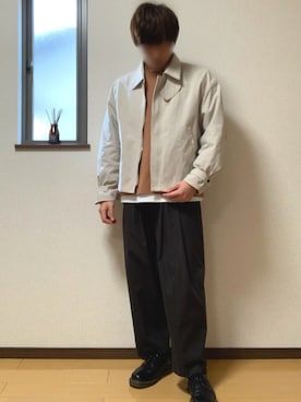 「UNIQLO（ユニクロ）のエアリズムコットンオーバーサイズTシャツ（5分袖）（Tシャツ/カットソー）」を使った、ぽんぬ🪡さん（メンズ・175cm・20代）の秋コーディネート