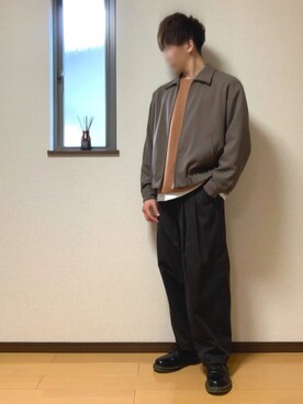 「UNIQLO（ユニクロ）のエアリズムコットンオーバーサイズTシャツ（5分袖）（Tシャツ/カットソー）」を使った、ぽんぬ🪡さん（メンズ・175cm・20代）の秋コーディネート