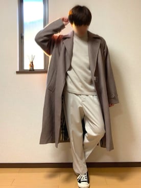 「shiki tokyo（シキトウキョウ）のアイテム（トレンチコート）」を使った、ぽんぬ🪡さん（メンズ・175cm）の秋コーディネート