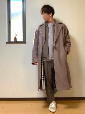 「shiki tokyo（シキトウキョウ）のアイテム（トレンチコート）」を使った、ぽんぬ🪡さん（メンズ・175cm）の秋コーディネート